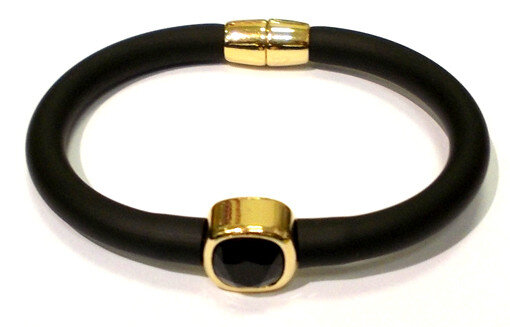 PVC-Armband, schwarzer Swarovski Stein