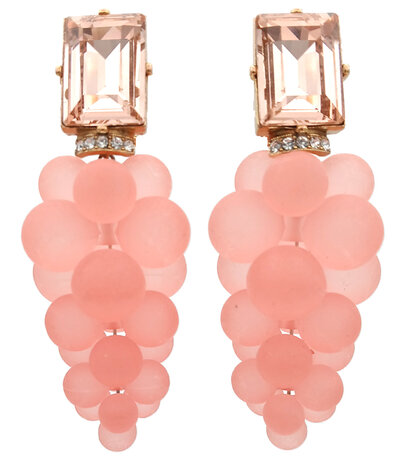 Glas-Baguette blasses apricot mit Trauben lang in matt rosa