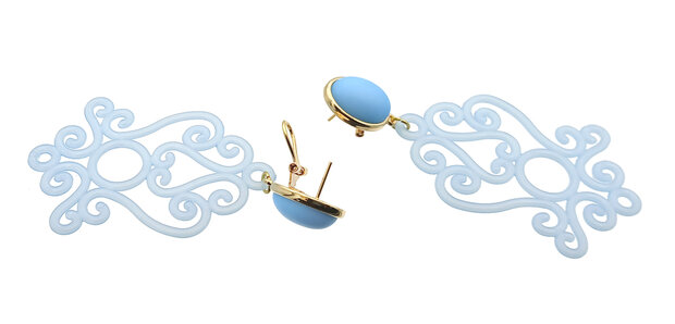 Ohrstecker mit Acryl-Ornament hellblau