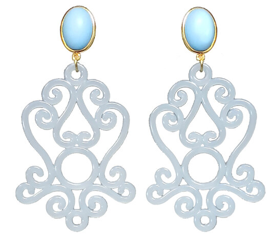 Ohrstecker mit Acryl-Ornament hellblau