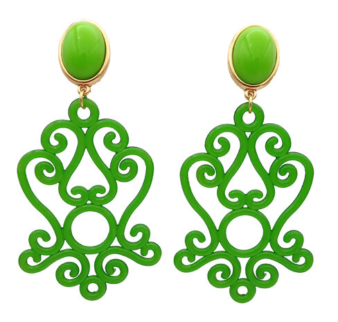 Ohrstecker mit Acryl-Ornament gras-grün
