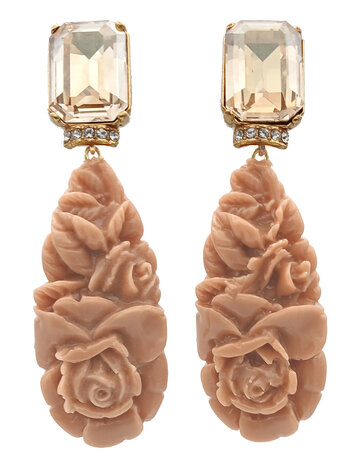  Octagon Ohrstecker mit Rosen lang, kamel