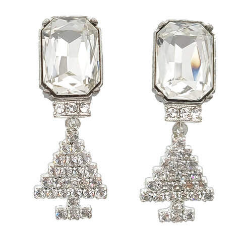 Ohrstecker mit Mini-Weihnachtsbaum farblos