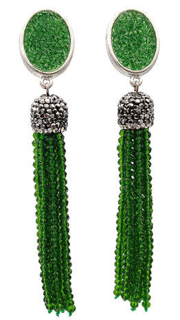 Ohrstecker mit Quaste in gr&uuml;n
