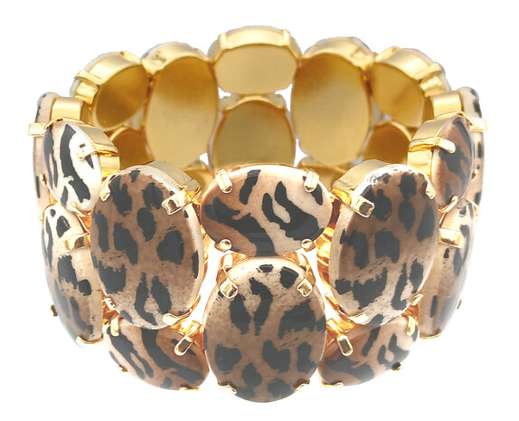 Armband 2-reihig, braun schwarz Tiger-Leo Optik, Animalprint