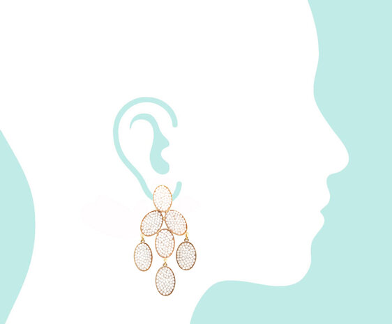 Chandelier mit Glas-Kristallen "Rocks" sattwei&szlig;