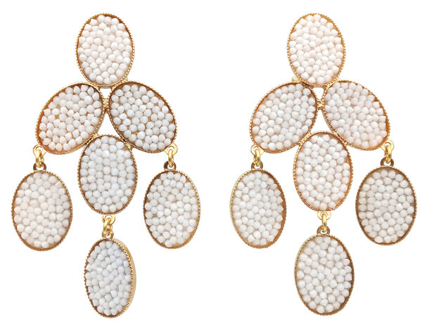 Chandelier mit Glas-Kristallen "Rocks" sattwei&szlig;