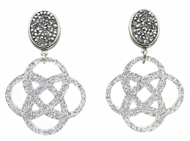 Ohrstecker wei&szlig; mit Knoten-Ornament Laser-Cut wei&szlig;