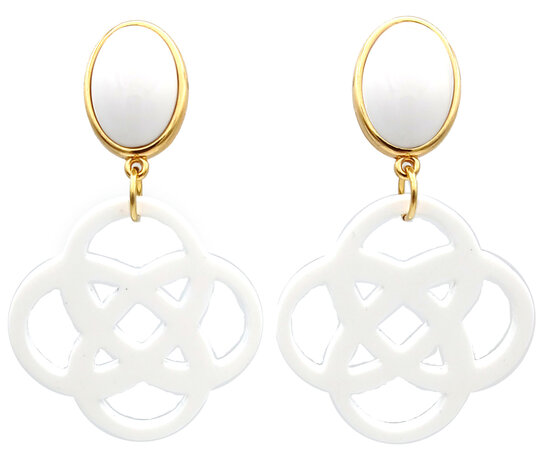 Ohrstecker wei&szlig; mit Knoten-Ornament Laser-Cut wei&szlig;