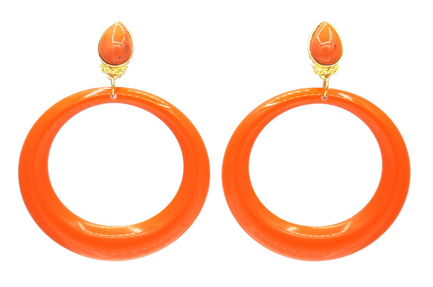 Ohrstecker mit Jumbo Ringen wei&szlig;