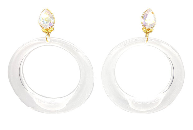 Ohrstecker mit Jumbo Ringen wei&szlig;