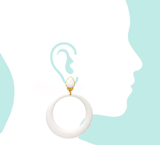 Ohrstecker mit Jumbo Ringen wei&szlig;