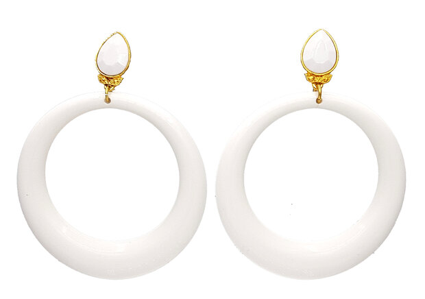 Ohrstecker mit Jumbo Ringen wei&szlig;