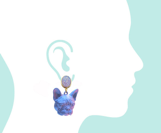 Ohrstecker mit 3D-Druck franz&ouml;sische Bulldogge