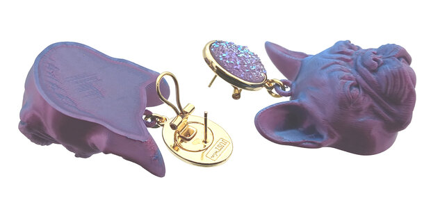 Ohrstecker mit 3D-Druck franz&ouml;sische Bulldogge