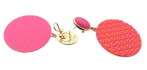 Ohrstecker mit pink-orange Scheibe in 3D-Druck