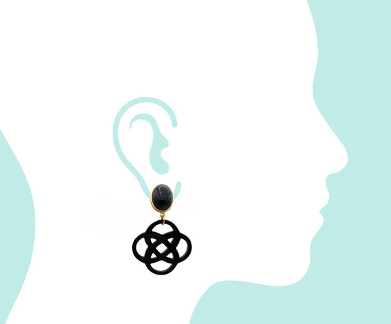 Ohrstecker schwarz mit Knoten-Ornament Laser-Cut schwarz