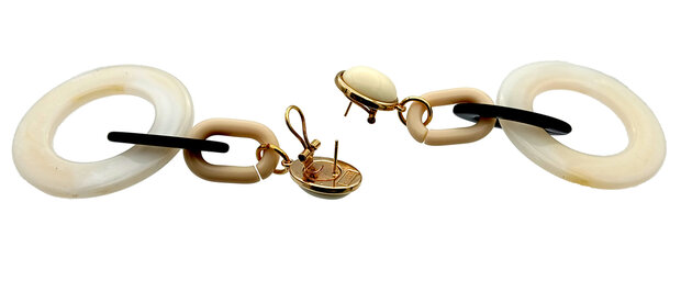 Ohrstecker beige-schwarz und beige Jumbo Ring