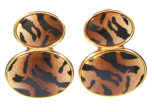 Ovale liegend, Tiger Muster, Brauntöne, Animal-Print