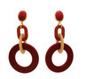 Ohrstecker-beige-und-weinrot-Jumbo-Ring